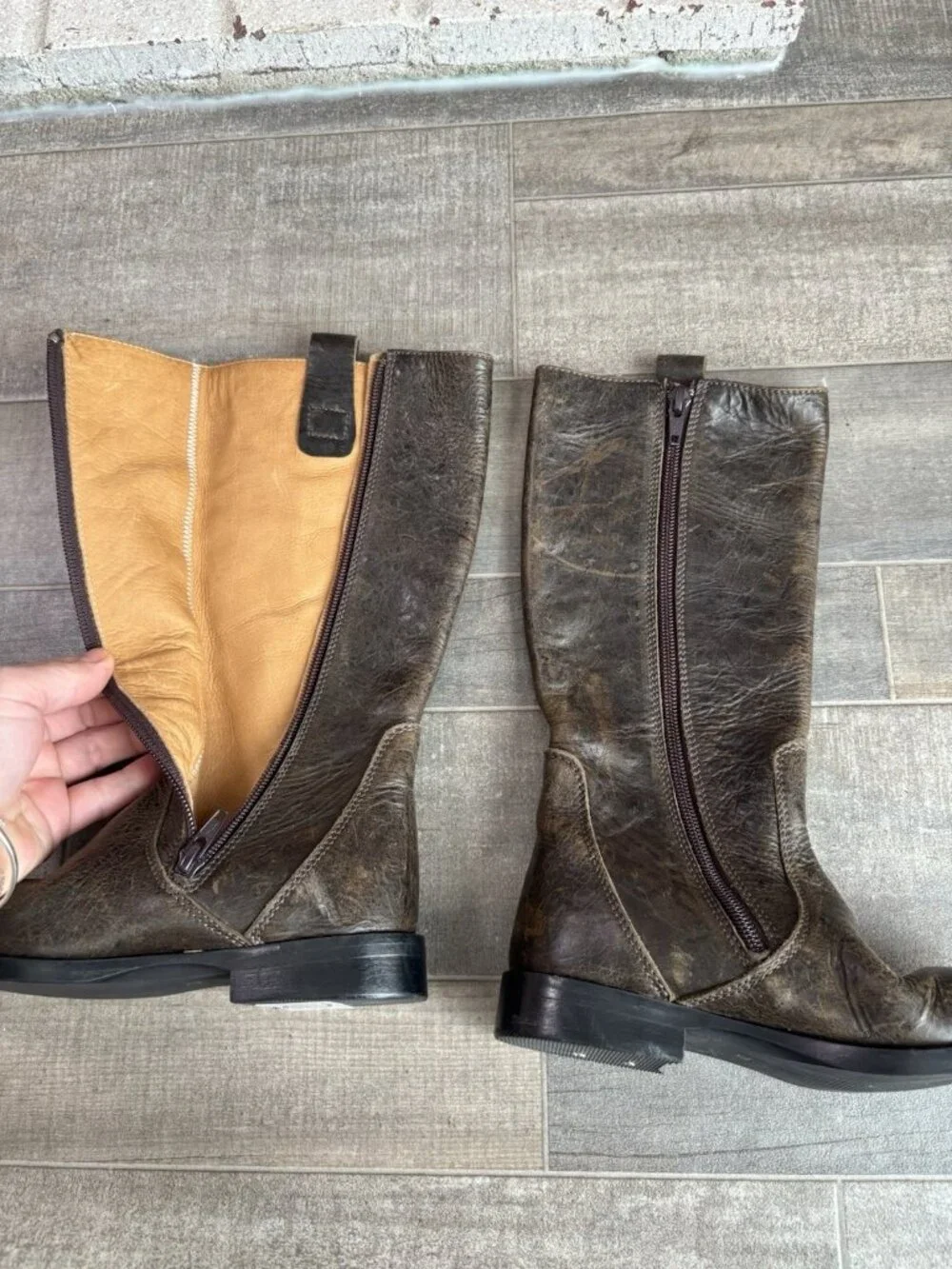 Pè Pè Italy Pepe Kids Ridding Boots 31 Size 13 US Brown Leather Zipper